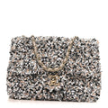 Sequin Quilted Small Single Flap Grey Black White Pearly White