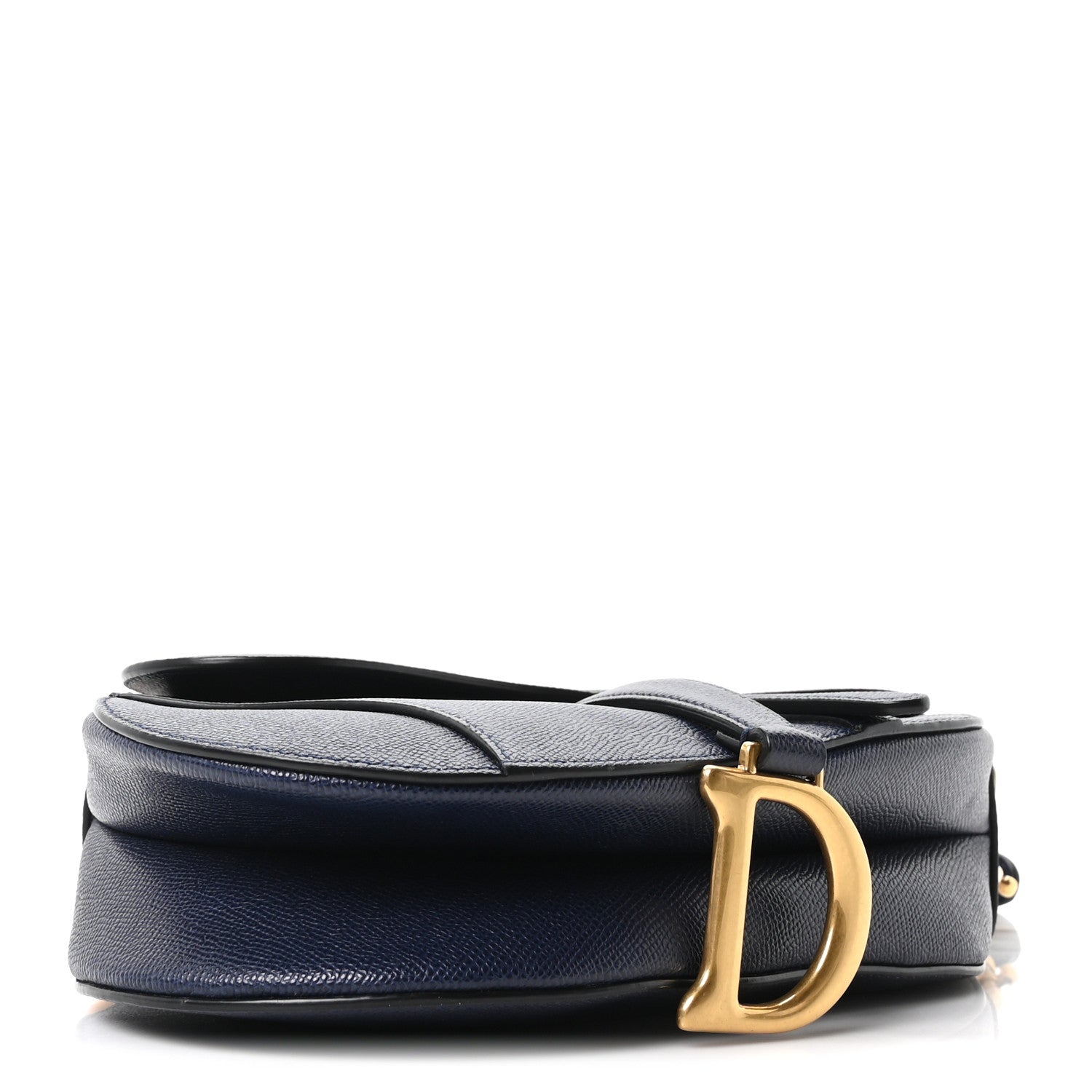 Grained Calfskin Saddle Bag With Strap Deep Ocean