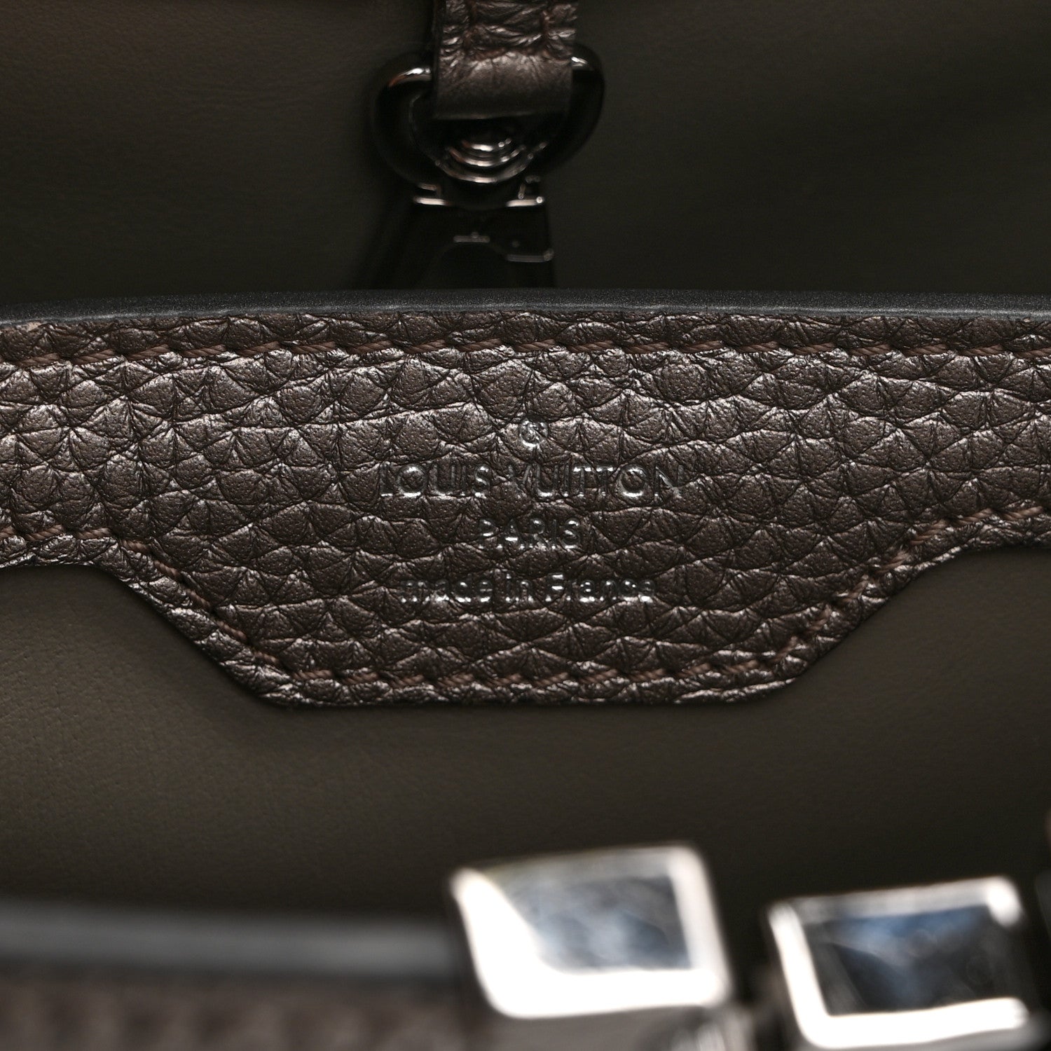 Metallic Calfskin Capucines BB Etain