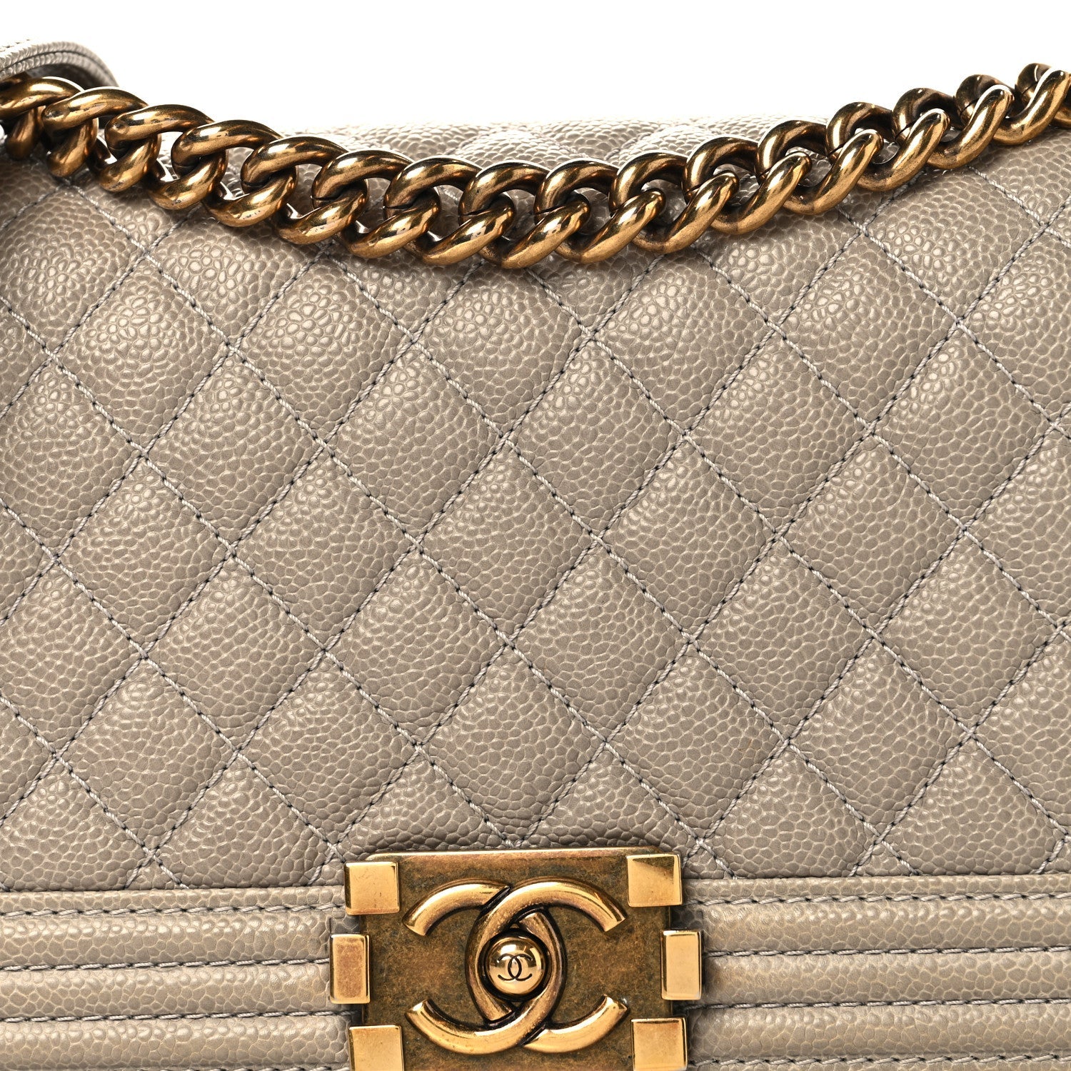 Caviar Quilted Medium Boy Flap Grey