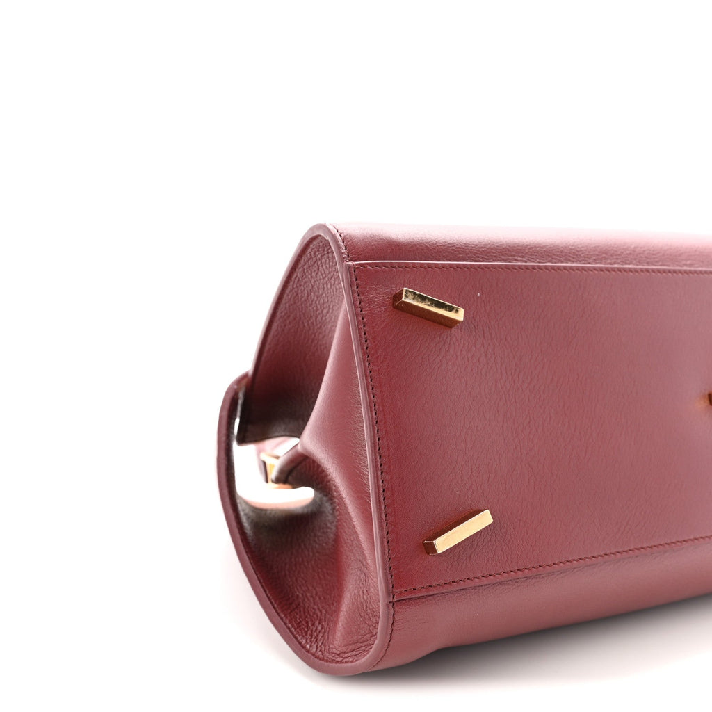 Calfskin Medium Hug Soft Bicolor Shoulder Bag  College Red Pink