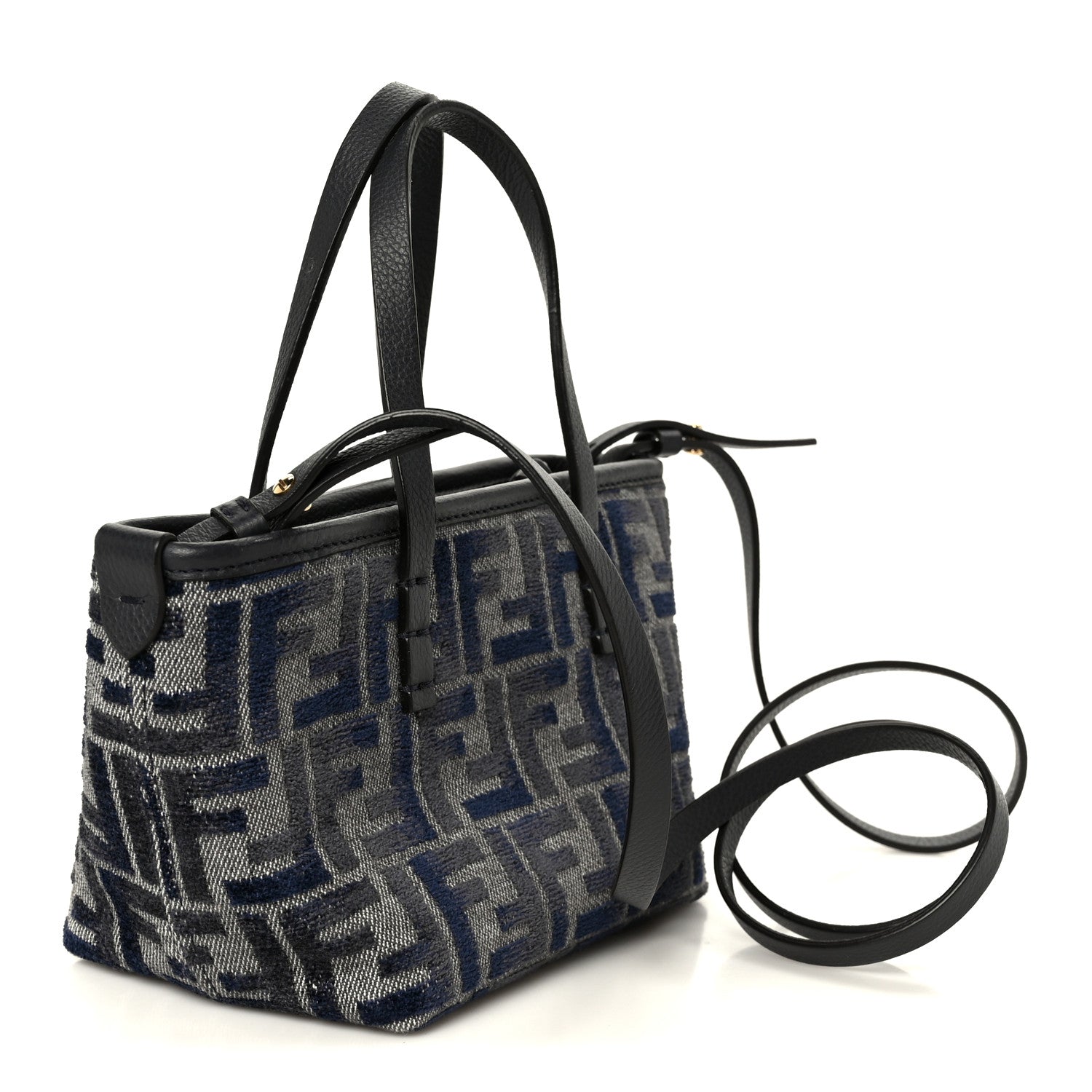 Chenille Vitello Santa Barbara FF Mini Roll Tote Navy