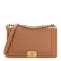 Lambskin Quilted New Medium Boy Flap Dark Beige