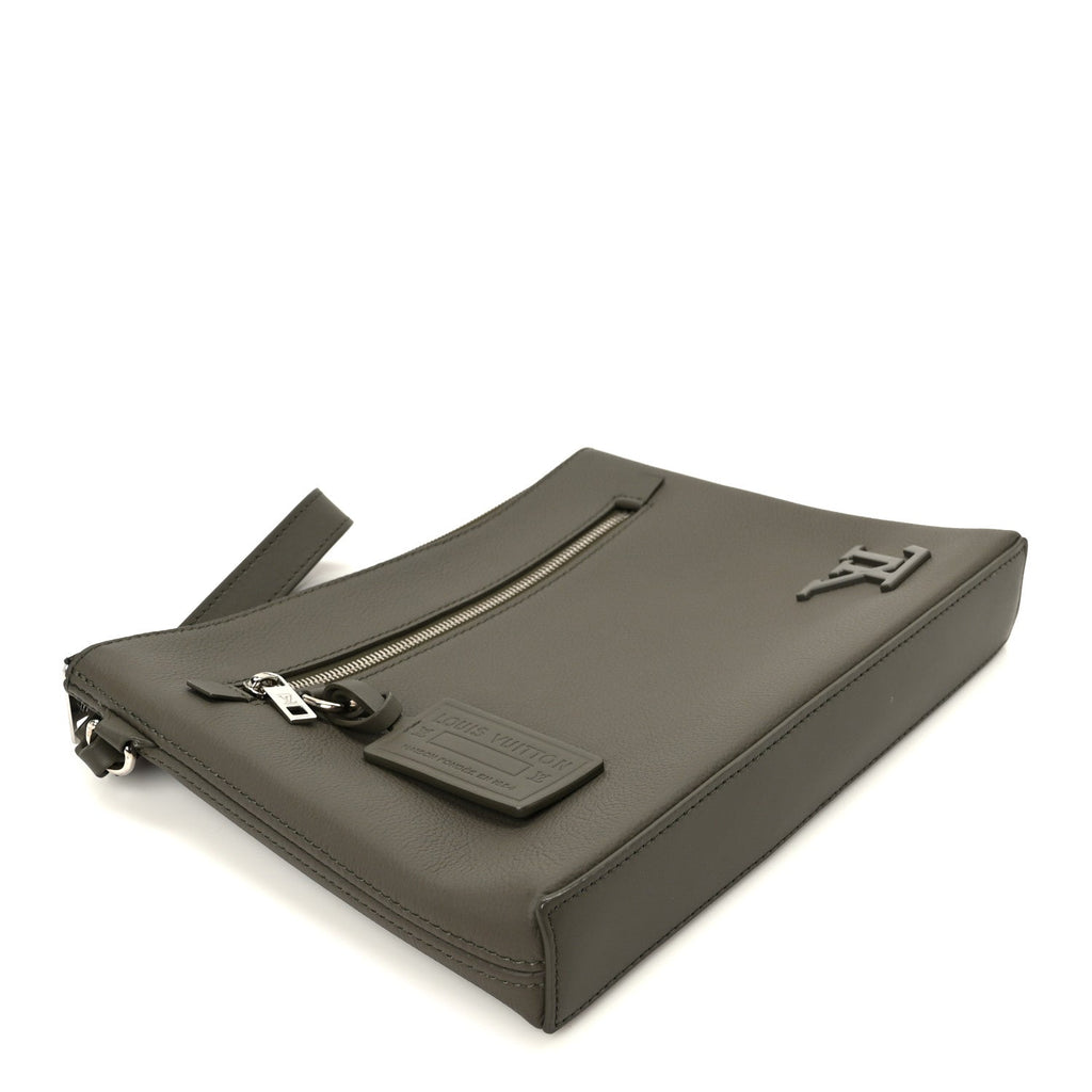 Grained Calfskin Aerogram Takeoff Pouch Grey