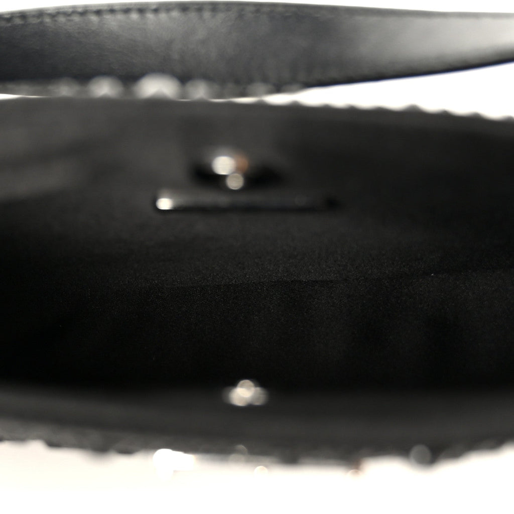 Satin Crystal Cleo Adjustable Strap Shoulder Bag Black