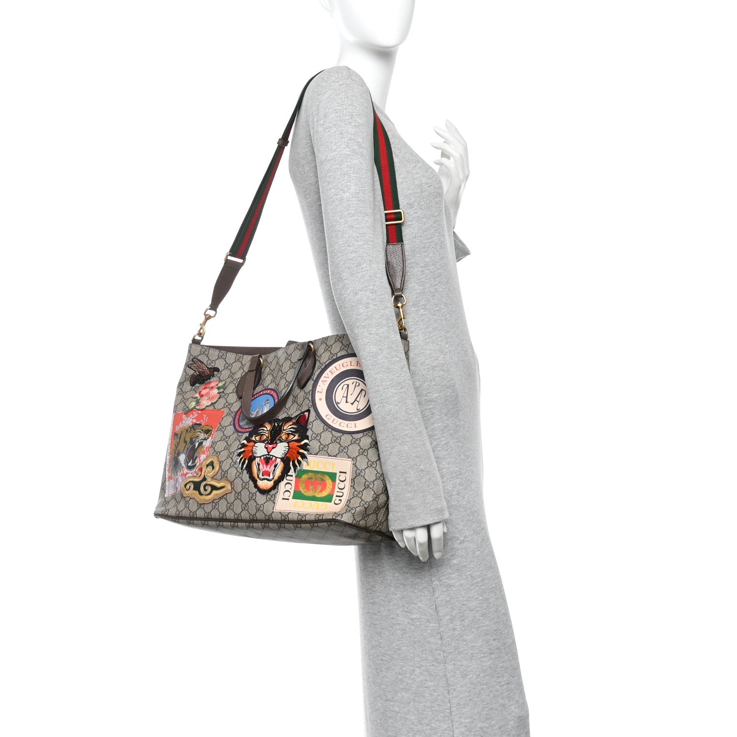 Soft GG Supreme Monogram Courrier Medium Crossbody Tote Beige New Acero