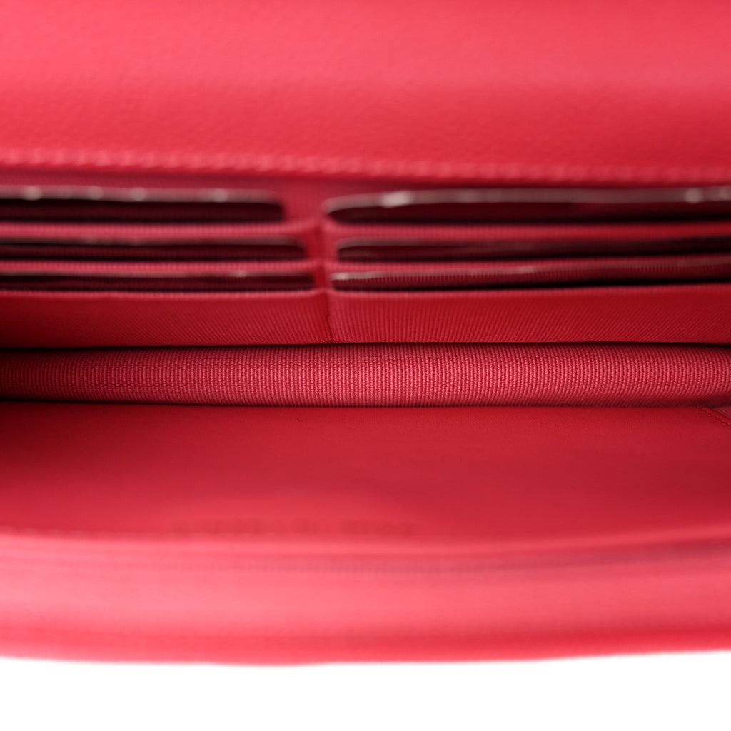 Caviar Quilted Wallet On Chain WOC Dark Pink