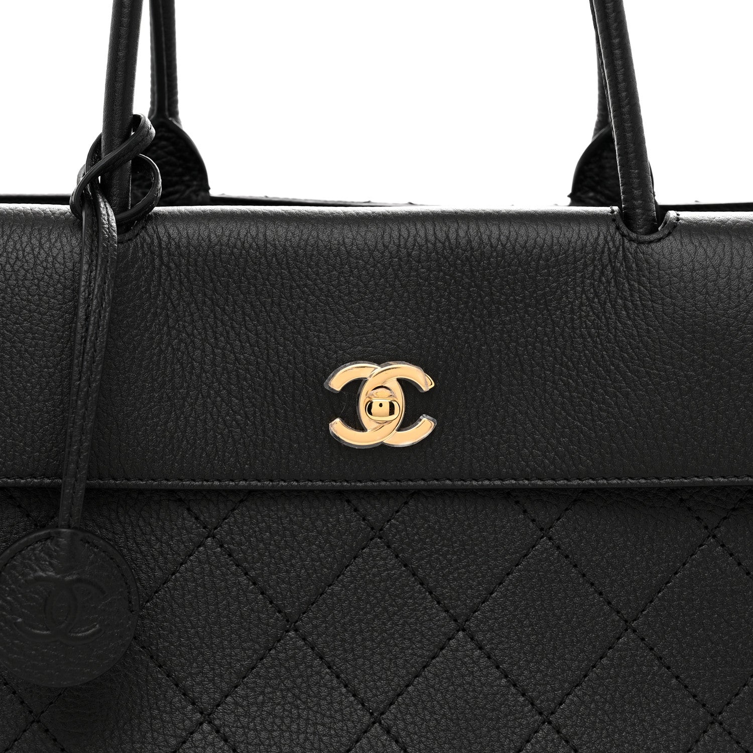 Grained Calfskin Stitched Urban Essentials Large Shopping Bag Black