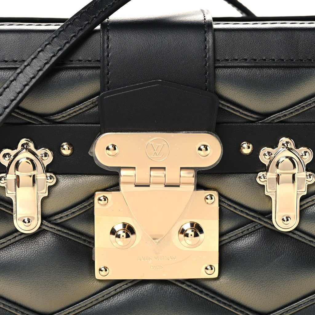 Lambskin Malletage Petite Malle Black Beige