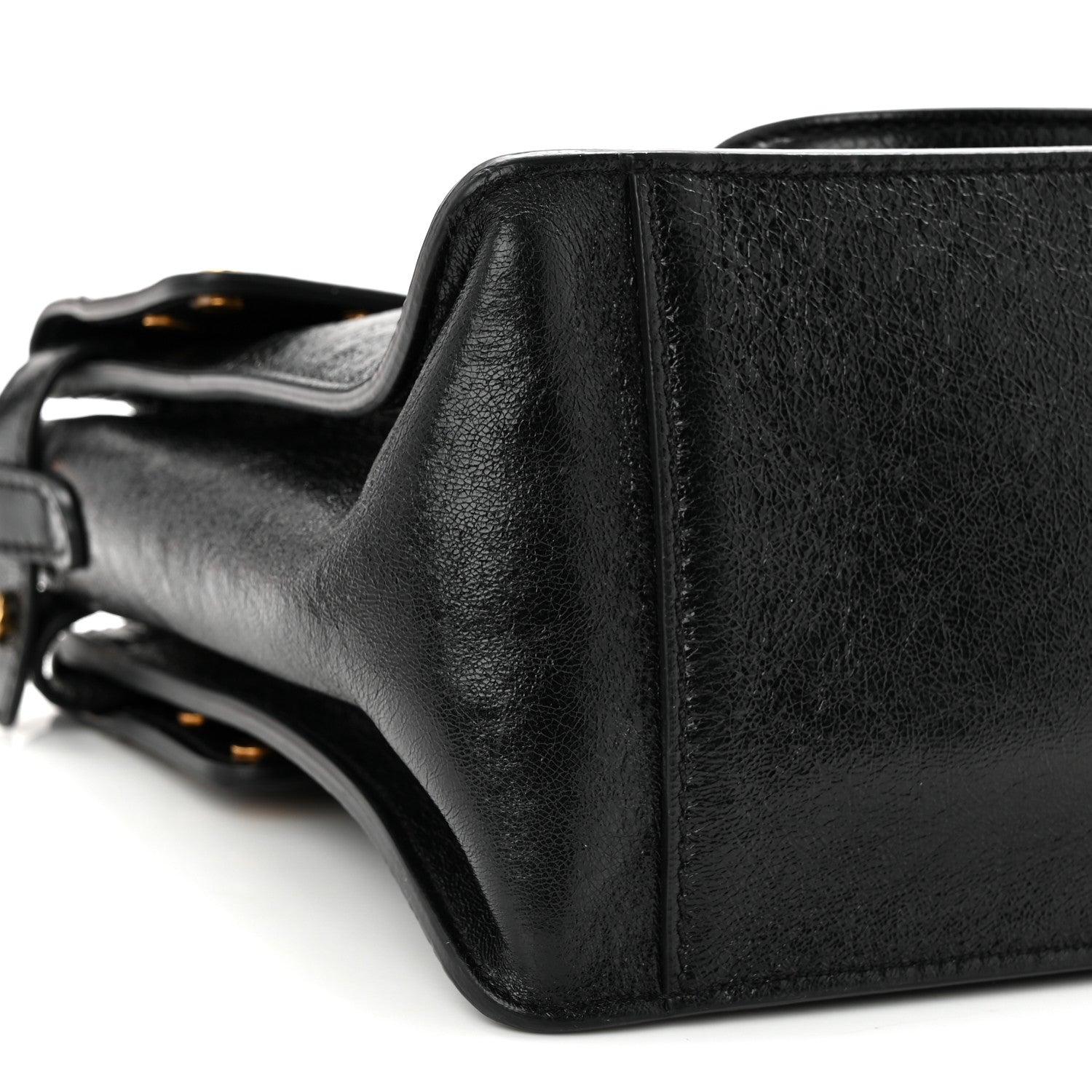 Agnello Old Shine Vitello Go Rain Small Flip Tote Black Marrone