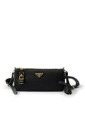 Prada Women Small Re-Nylon And Leather Shoulder Bag With Padlock