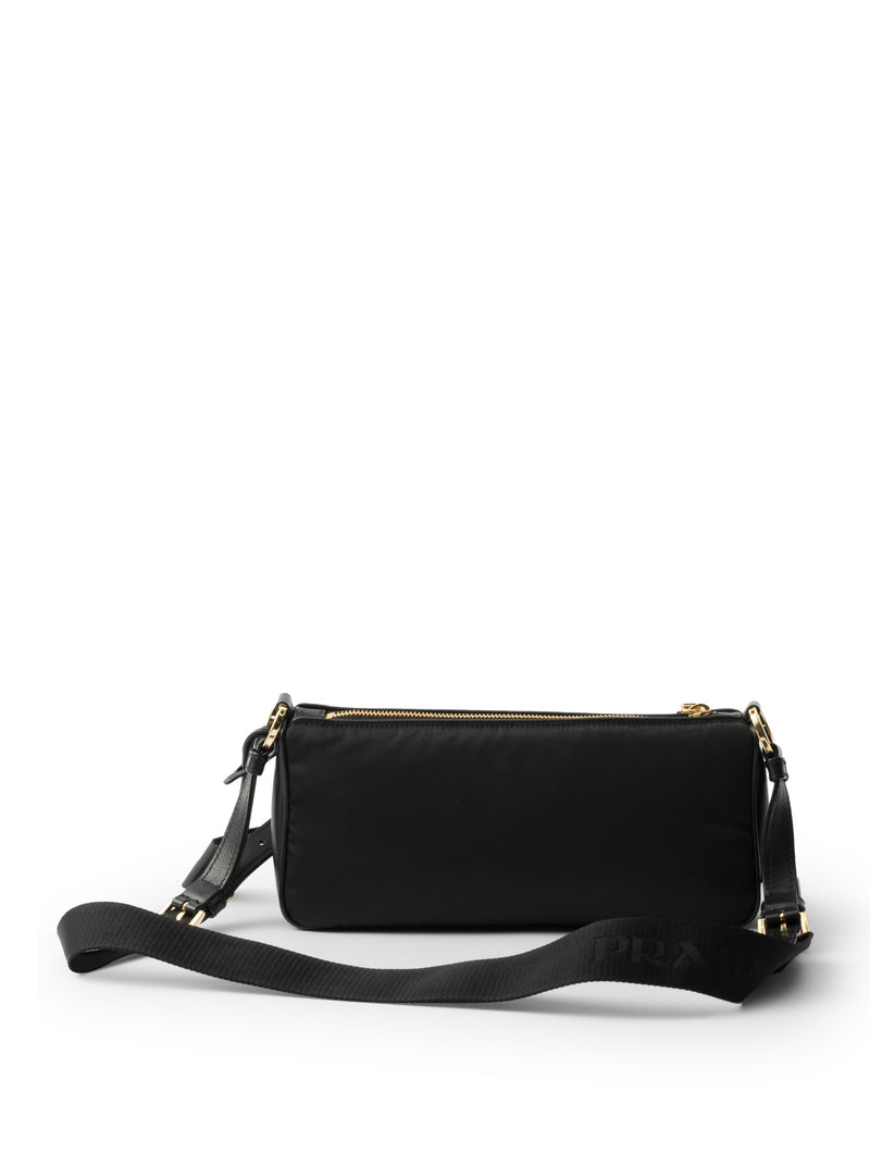 Prada Women Small Re-Nylon And Leather Shoulder Bag With Padlock