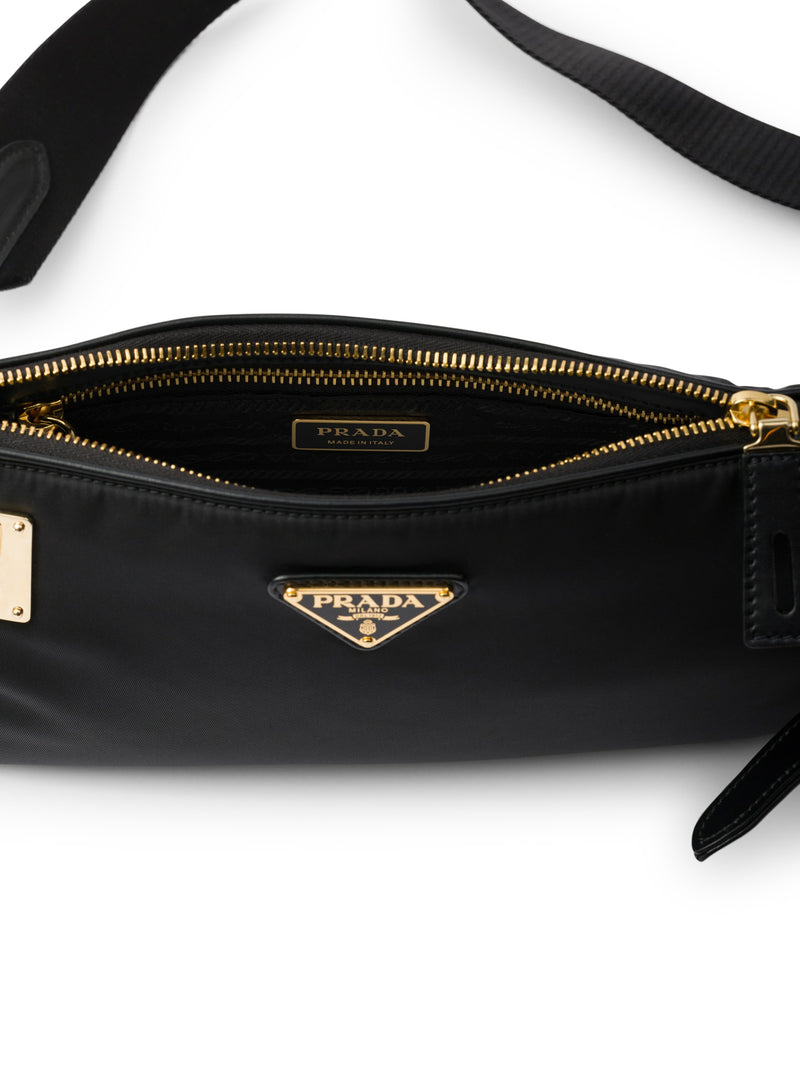 Prada Women Small Re-Nylon And Leather Shoulder Bag With Padlock
