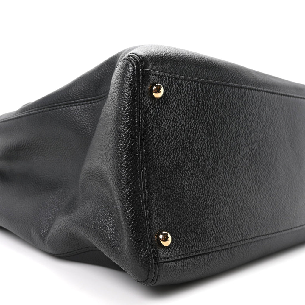 Calfskin Cerf Executive Shopper Tote Black