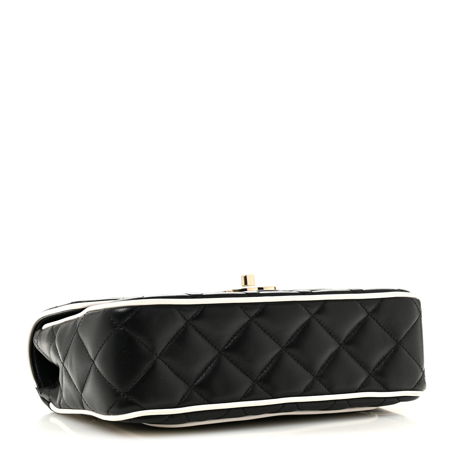Lambskin Quilted Resin Graphic Frame Flap Bag Black White