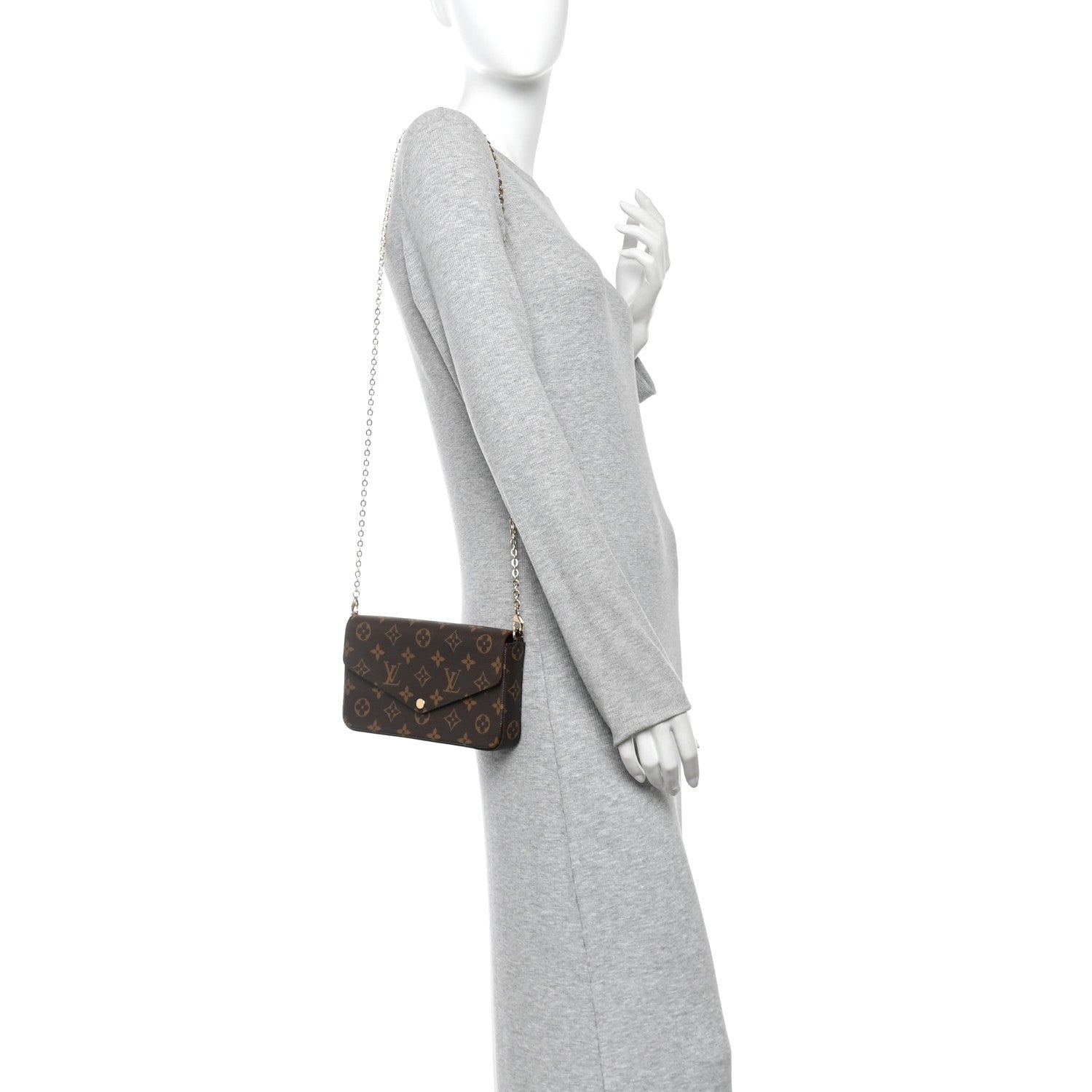 Monogram Pochette Felicie Chain Wallet Fuchsia