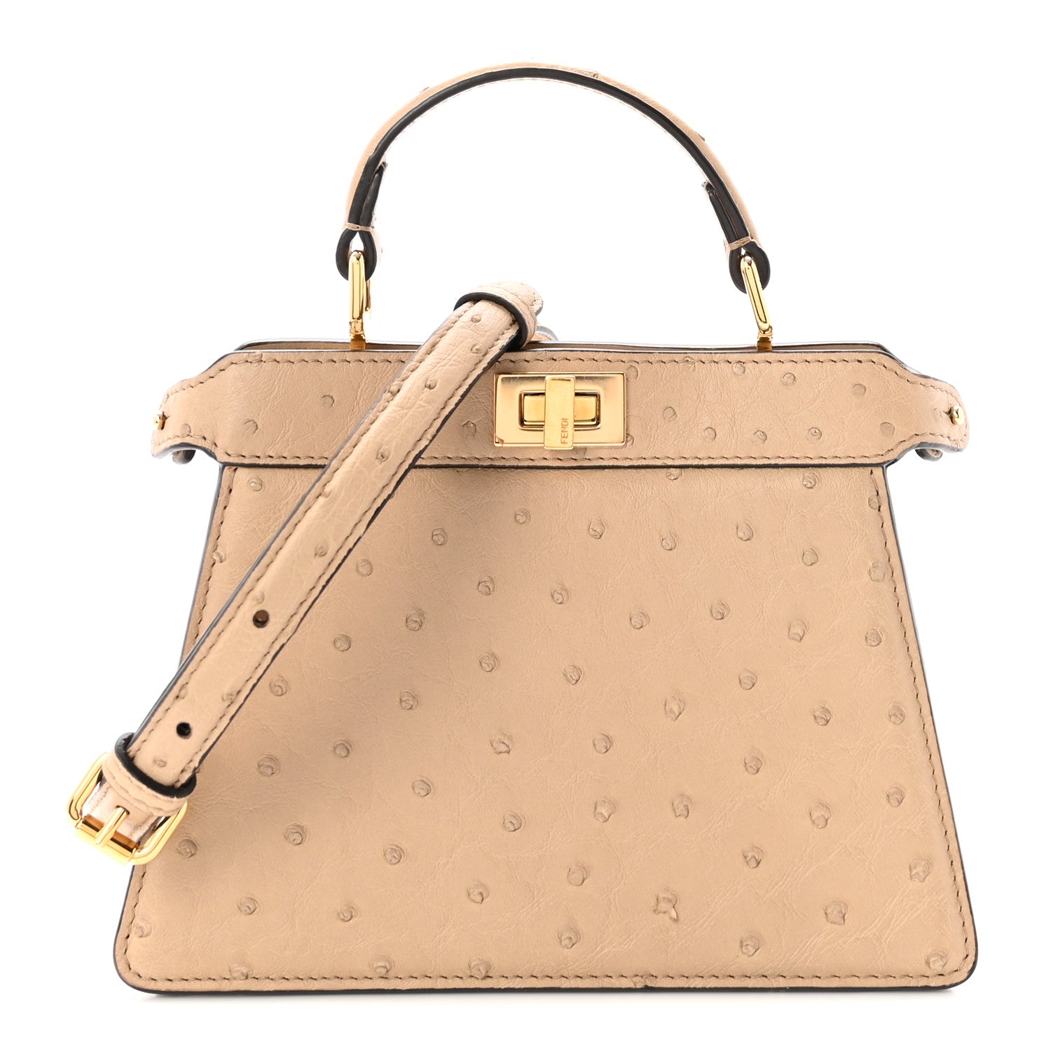 Ostrich Shiny Nappa Petite Peekaboo I SEE U Satchel Sasso