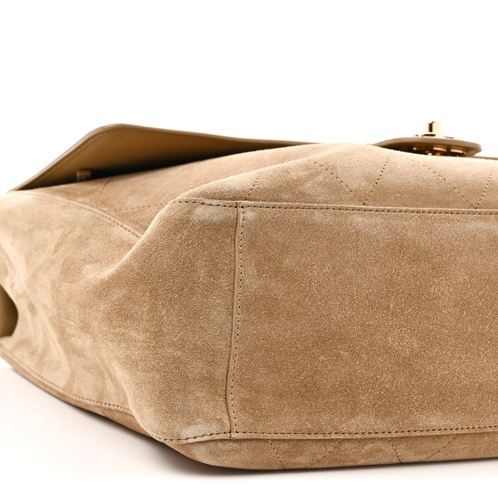 Suede Calfskin Souplissimo Maxi Flap Dark Beige
