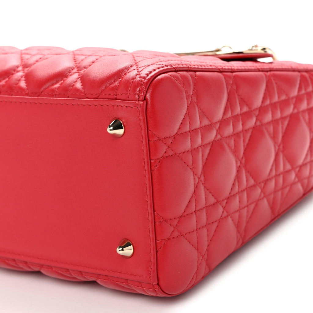 Lambskin Cannage Medium Lady Dior Red