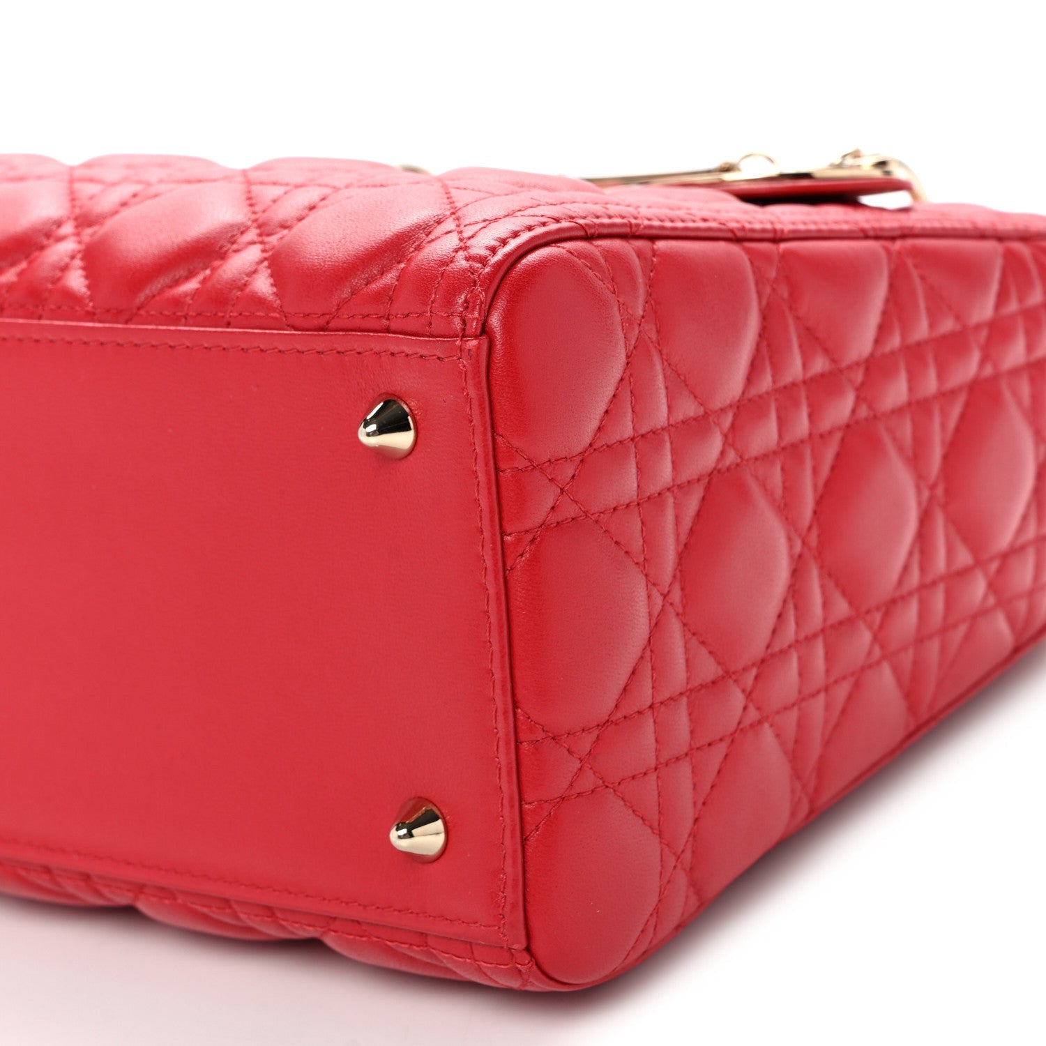 Lambskin Cannage Medium Lady Dior Red