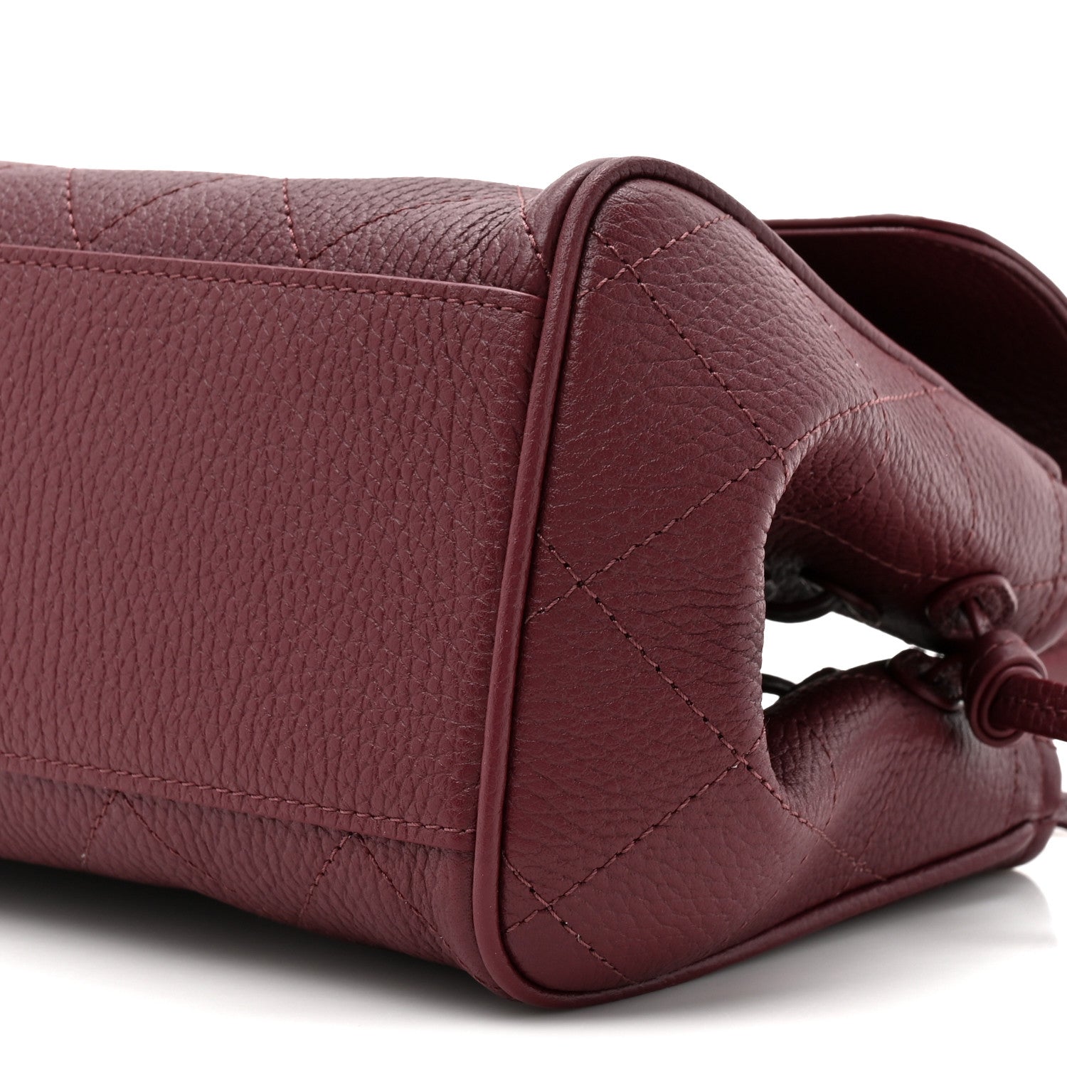 Grained Calfskin Stitched Urban Essentials Small Shopping Bag Burgundy