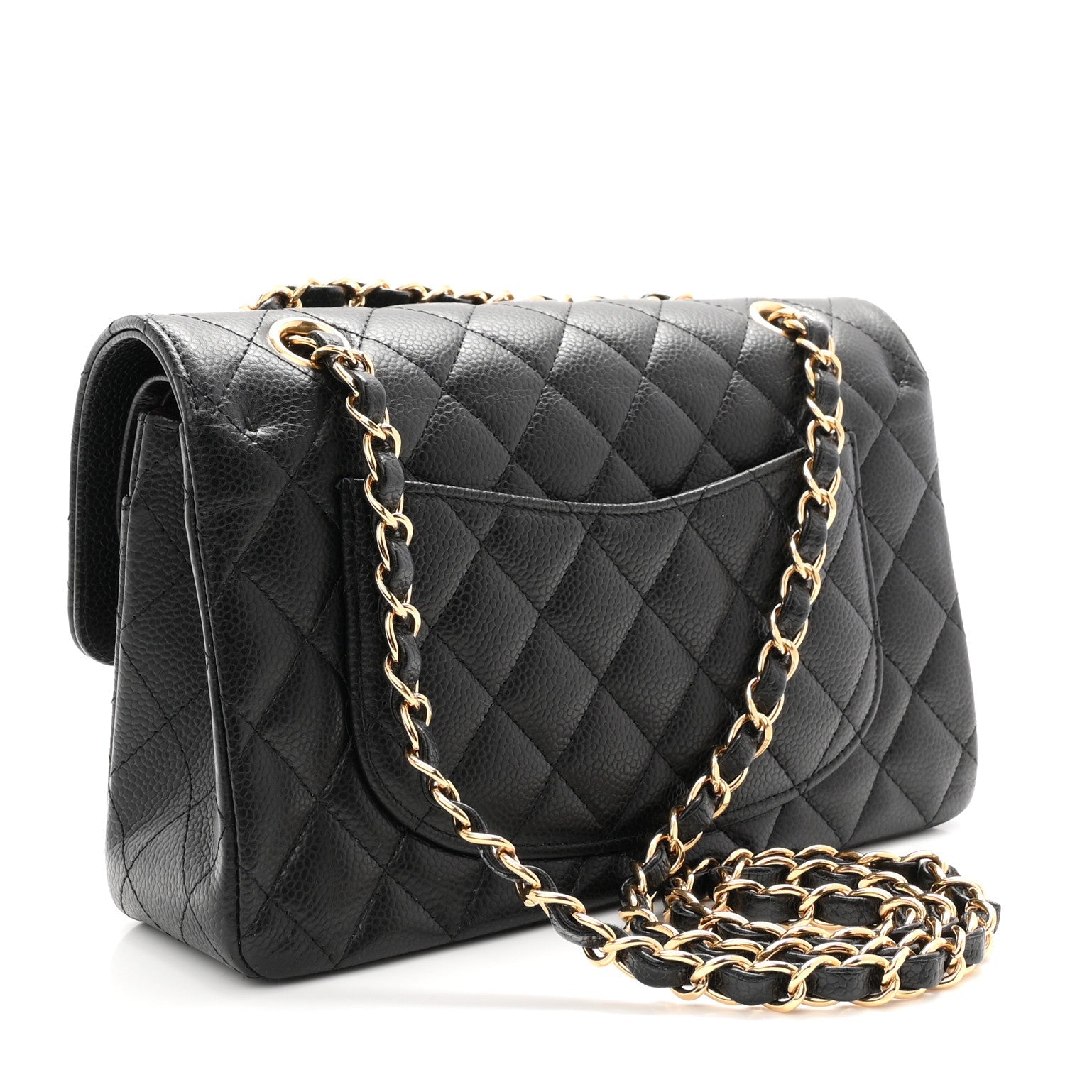 Caviar Quilted Small Double Flap Black