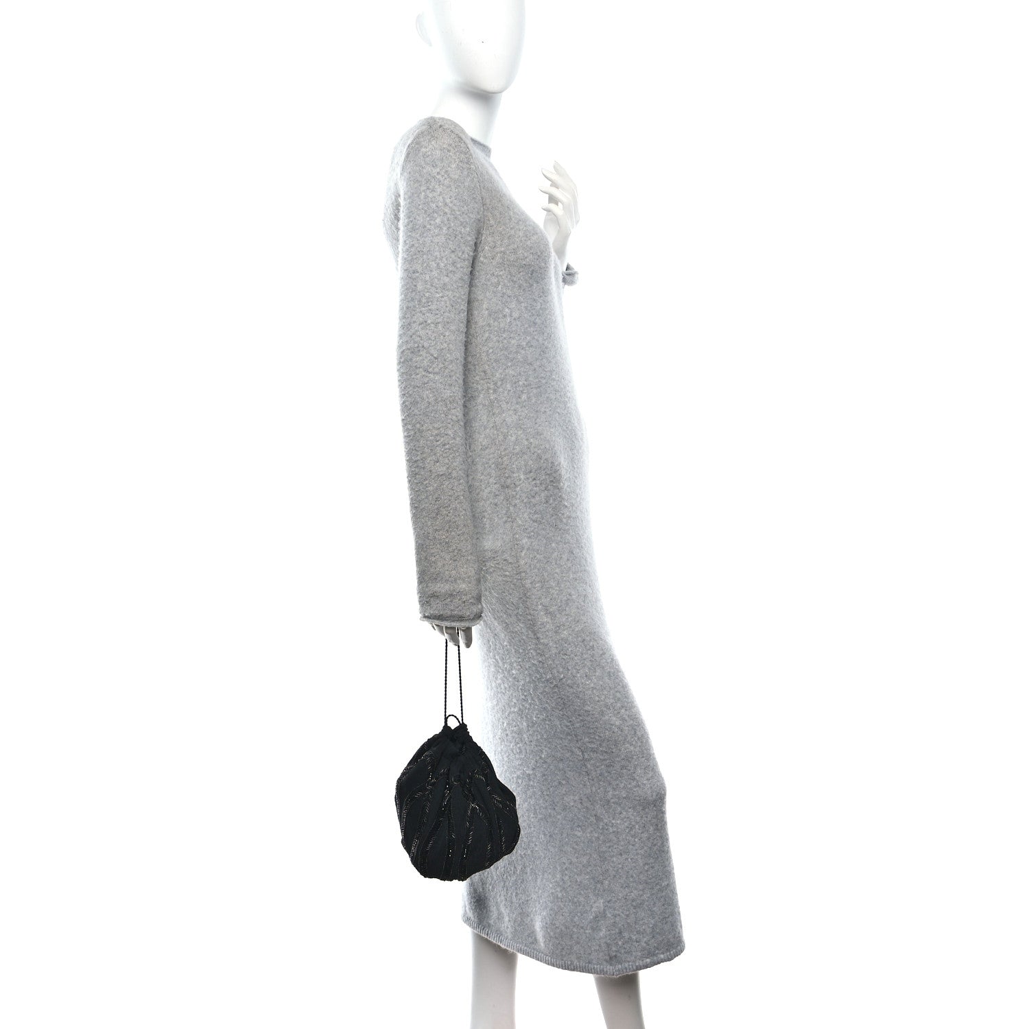 Chiffron Beaded Pochon Souple Bag Black