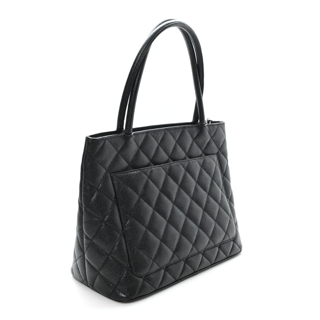 Caviar Quilted Medallion Tote Black