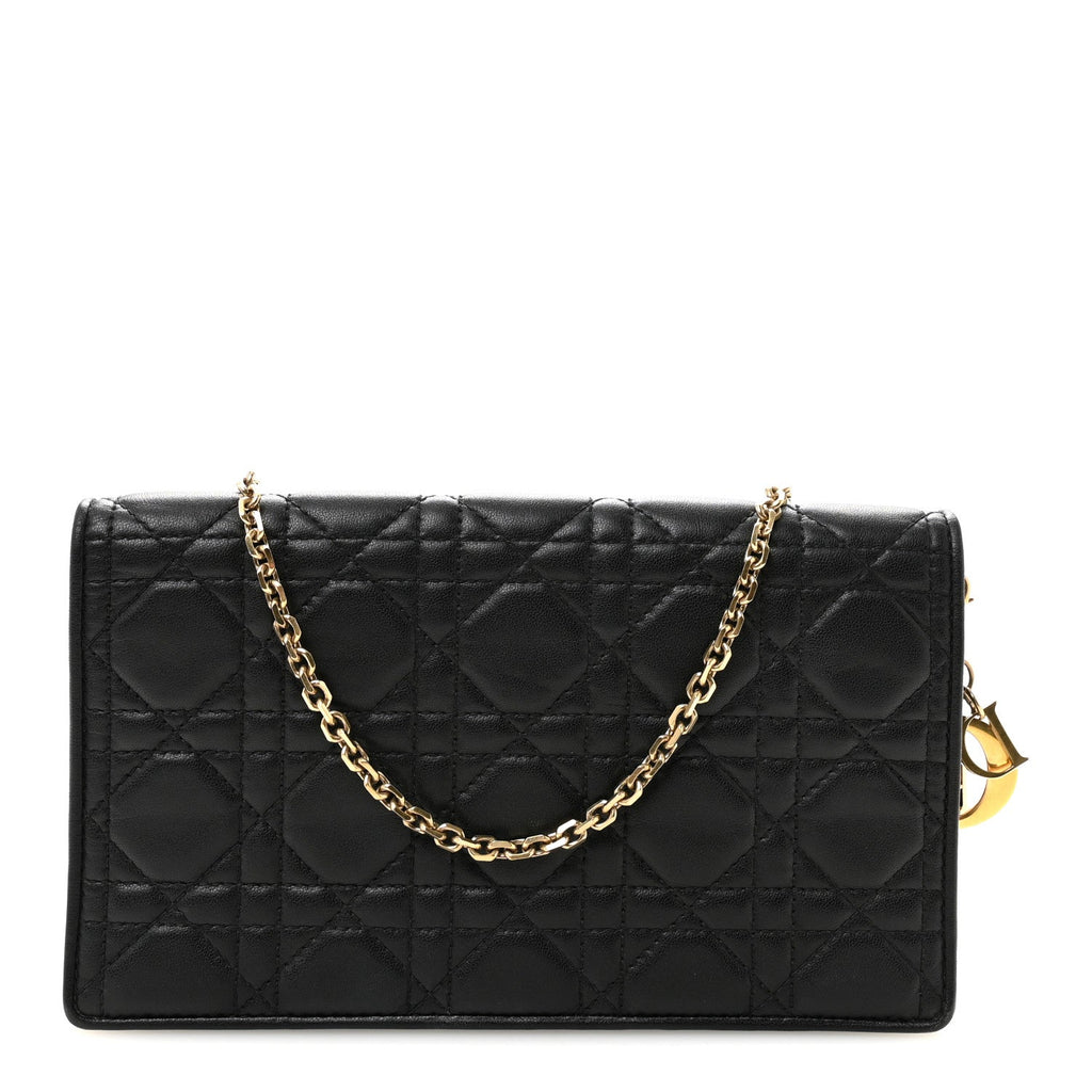 Lambskin Cannage Lady Dior Pouch Black