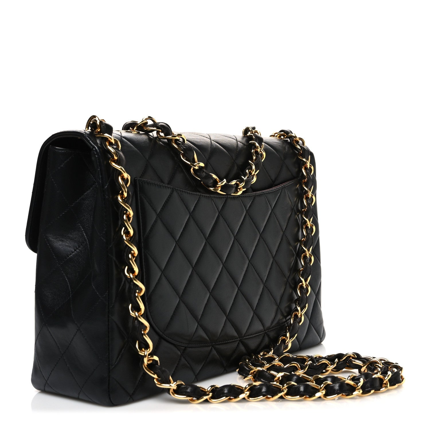 Lambskin Quilted XL Jumbo Single Flap Black