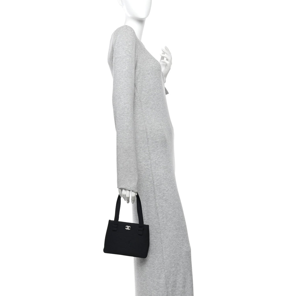 Grosgrain Crystal CC Evening Bag Black