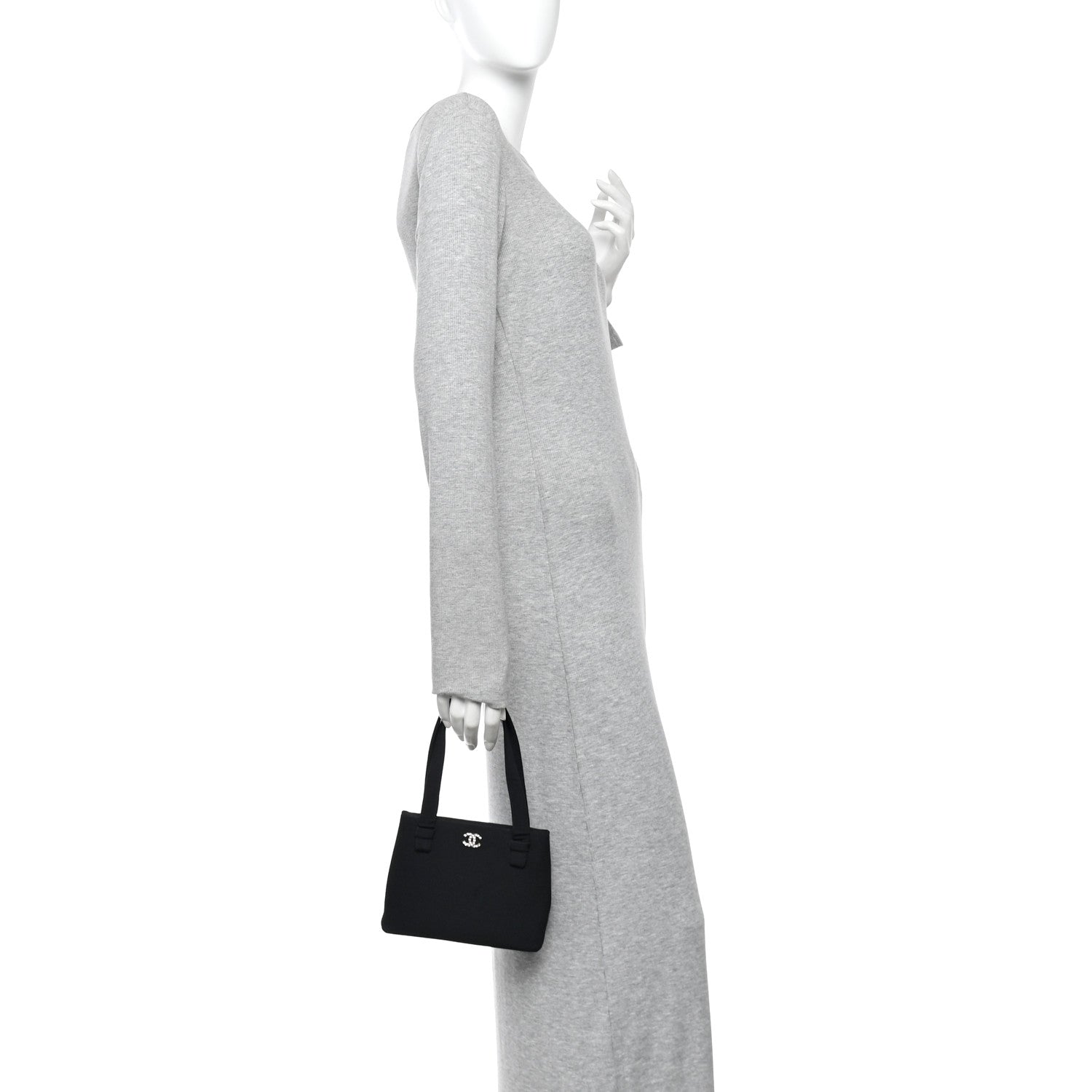 Grosgrain Crystal CC Evening Bag Black