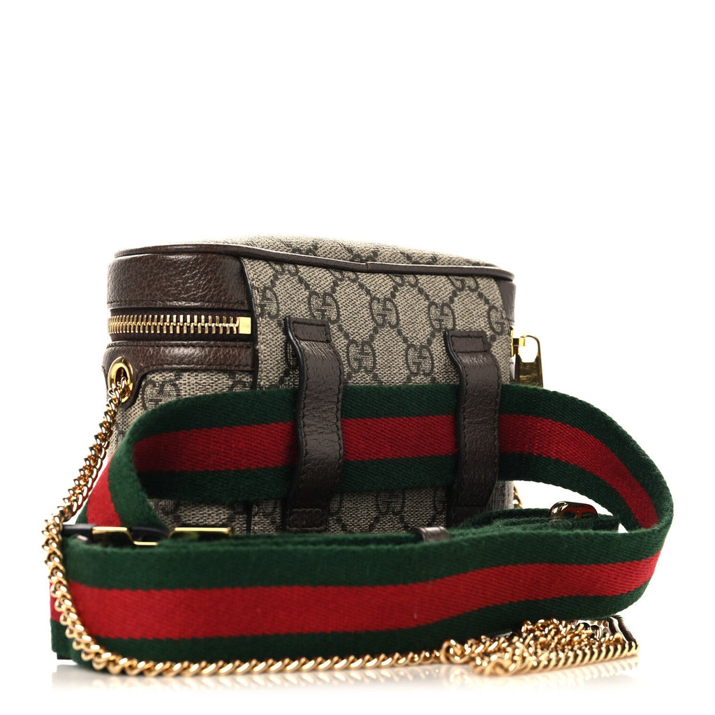 GG Supreme Monogram Textured Dollar Calfskin Web Ophidia Belt Bag 110 44 Beige Ebony New Acero