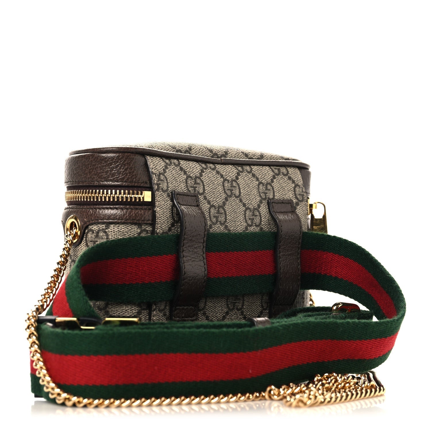 GG Supreme Monogram Textured Dollar Calfskin Web Ophidia Belt Bag 110 44 Beige Ebony New Acero