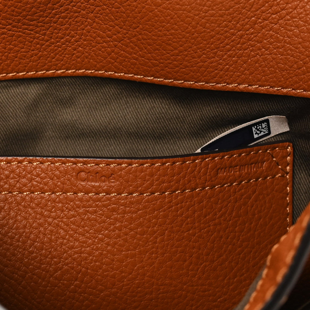 Grained Calfskin Medium Marcie Saddle Bag Tan