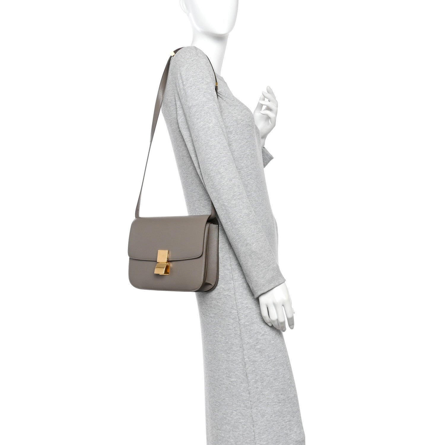 Liege Calfskin Medium Classic Box Flap Bag Souris