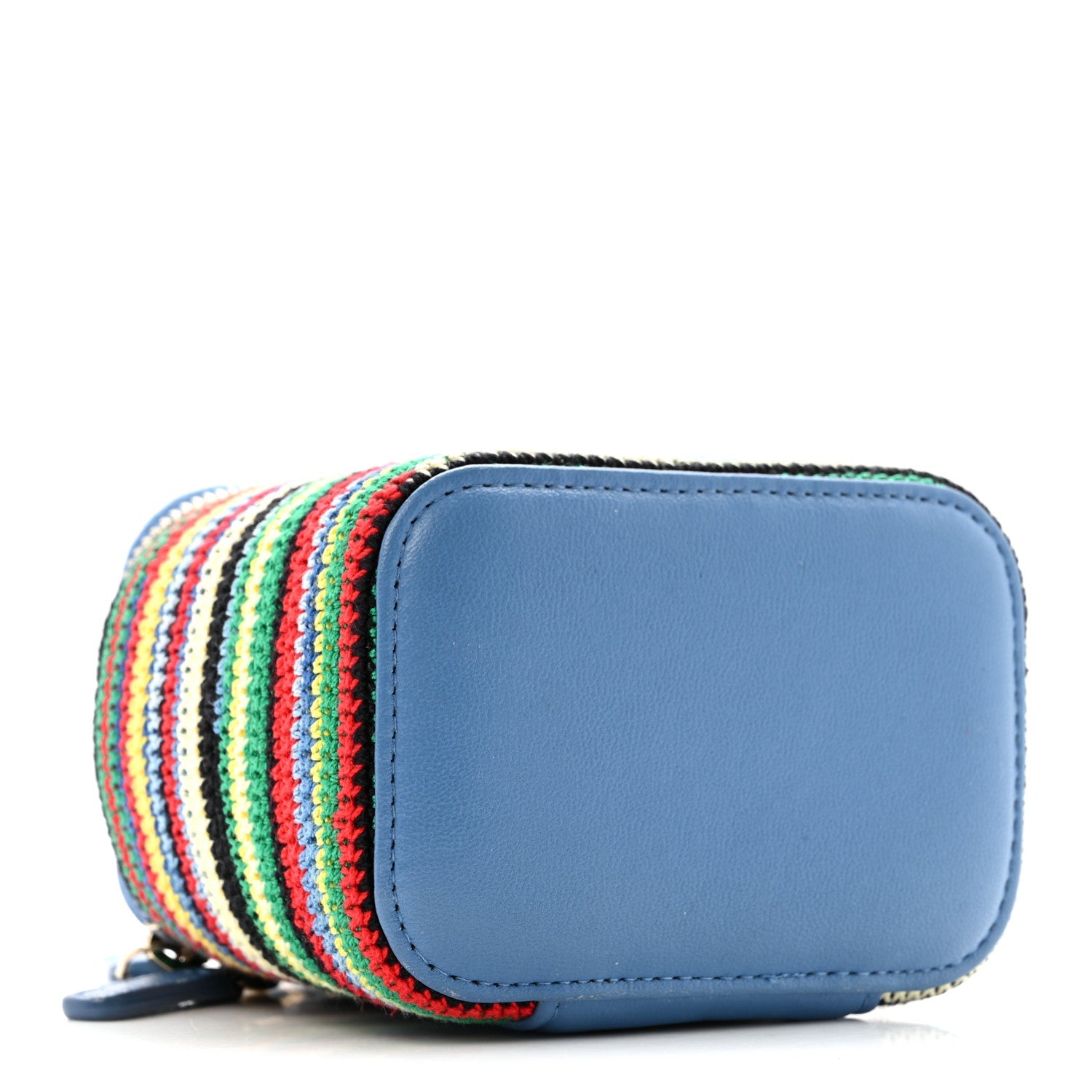 Lambskin Crochet Mini Vanity Case With Chain Blue Multicolor