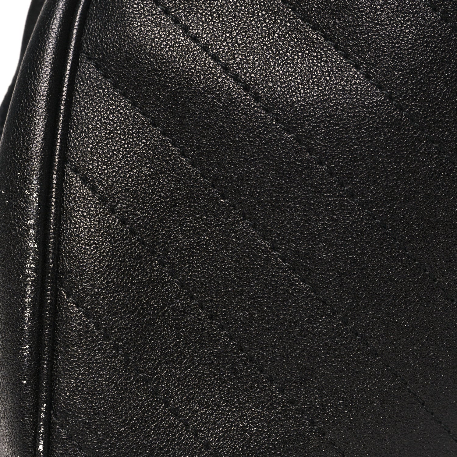 Sakai Be Green Calfskin Diagonal Stitched Medium Blondie Tote Black