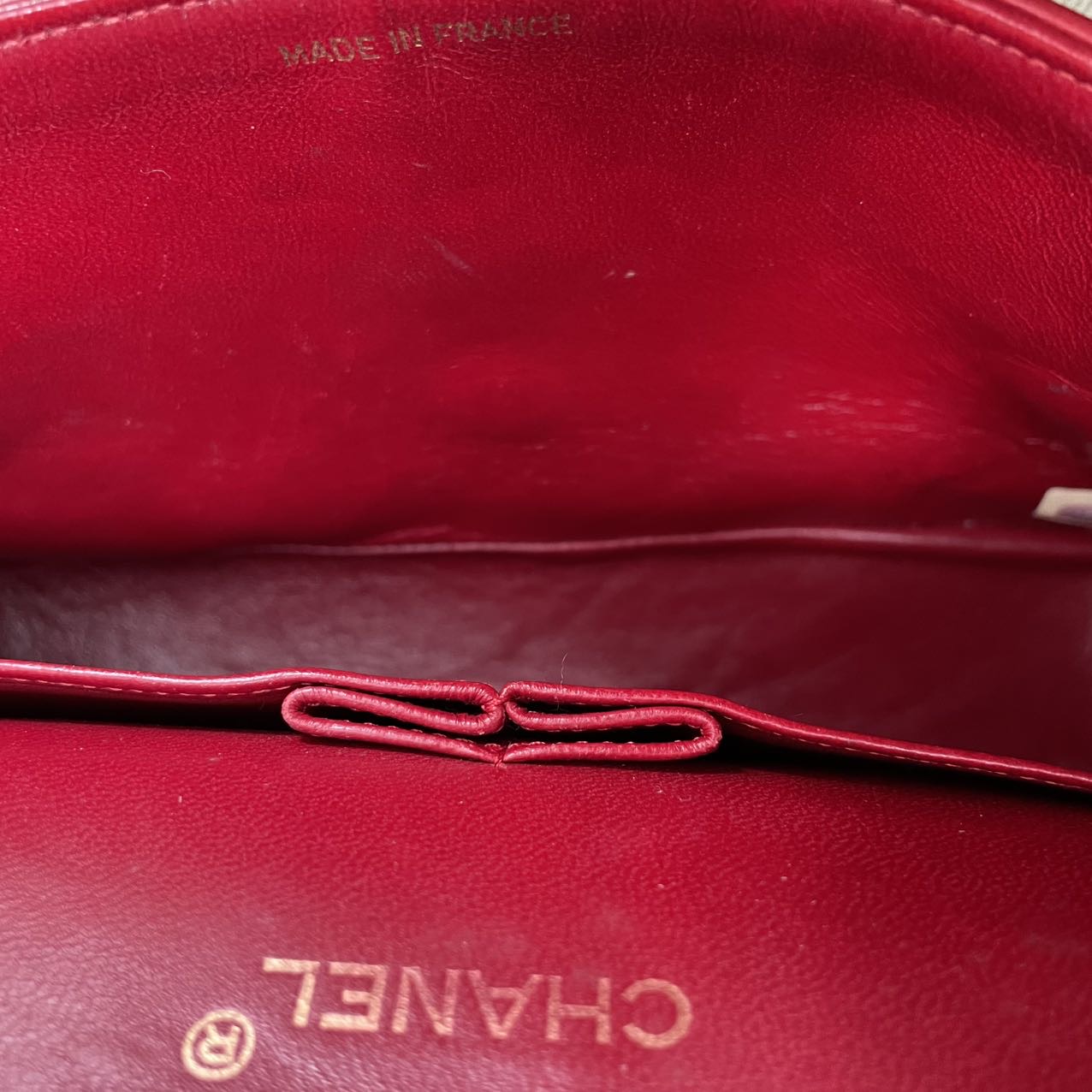 Chanel Vintage Red Classic Double Flap Bag 1988
