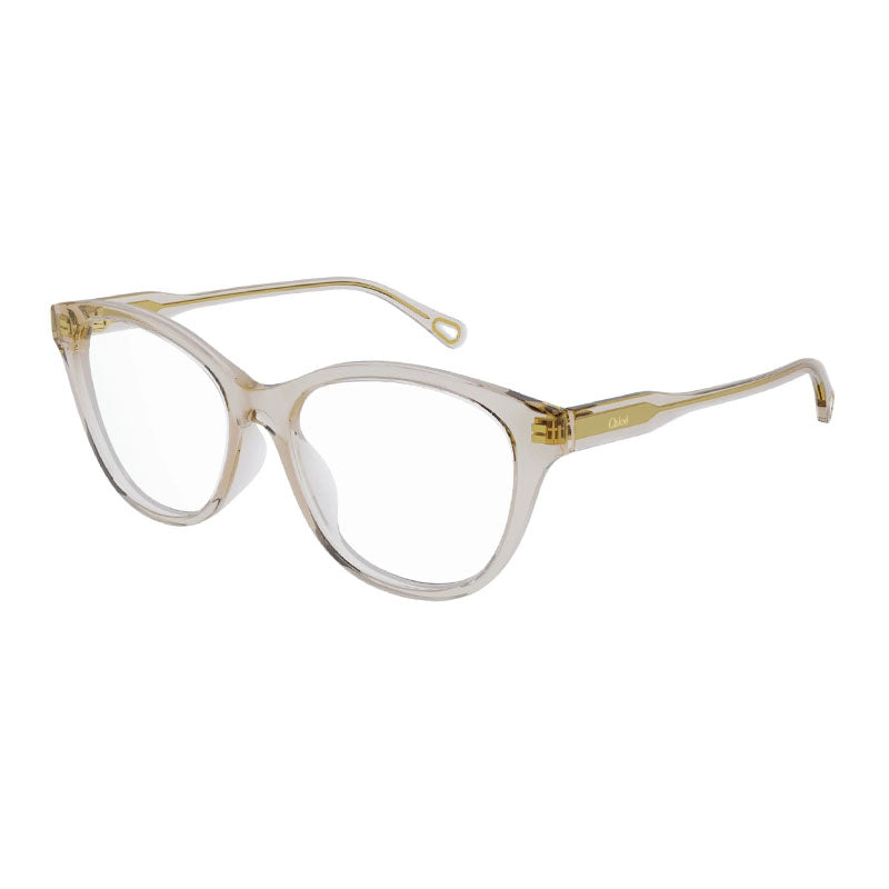 Chloe Eyeglasses Square Full Rim, Transparent Pink Frame and Clear Demo Lens Lens CH0085O003
