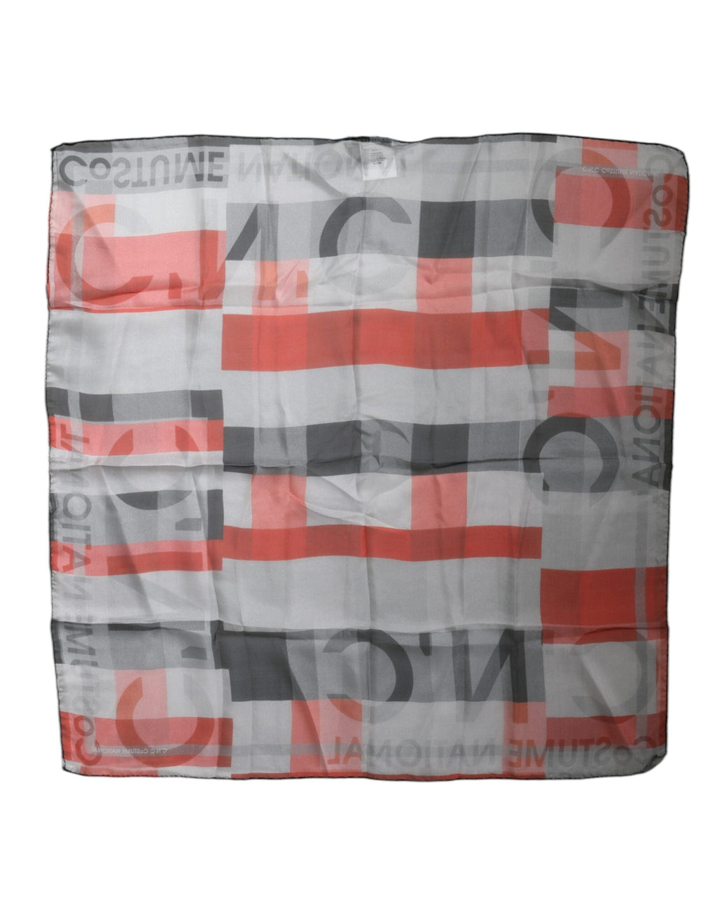 Costume National Gray Red Silk Square Neck Wrap Women's Scarf