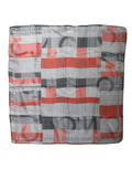 Costume National Gray Red Silk Square Neck Wrap Women's Scarf