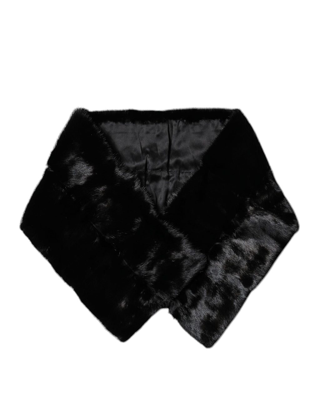 Dolce & Gabbana Black Fur Shawl Neck Wrap Cover Collar Women's Scarf