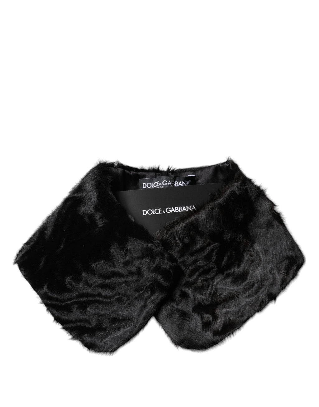 Dolce & Gabbana Black Lamb Fur Collar Women Neck Wrap Women's Scarf