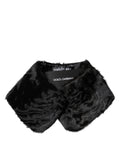Dolce & Gabbana Black Lamb Fur Collar Women Neck Wrap Women's Scarf