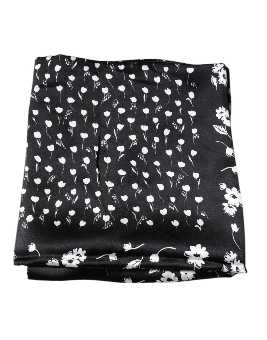 Dolce & Gabbana Black Floral Silk Square Wrap Shawl Women's Scarf