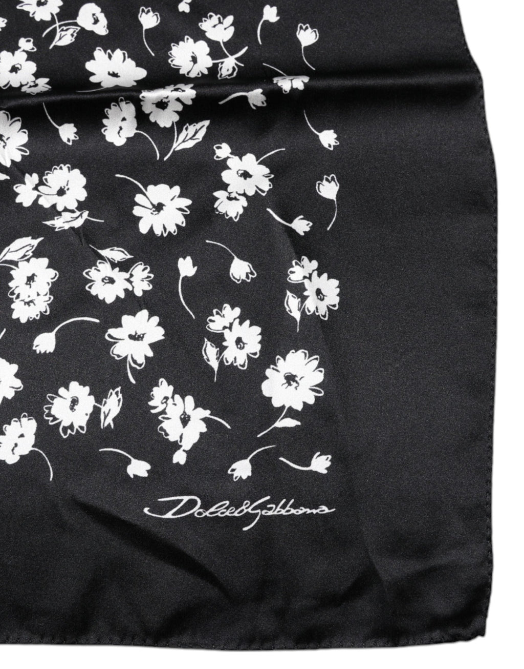 Dolce & Gabbana Black Floral Silk Square Wrap Shawl Women's Scarf