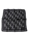 Dolce & Gabbana Black Horseshoe Silk Square Handkerchief Men's Scarf
