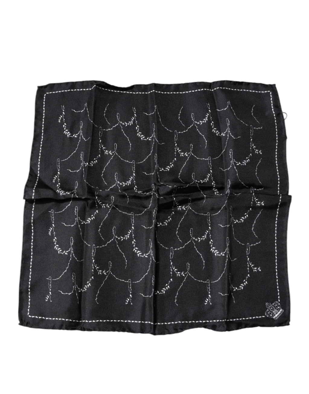 Dolce & Gabbana Black Patterned Silk Handkerchief Men's Scarf