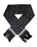 Dolce & Gabbana Black Patterned Skinny Fringes Shawl Men's Scarf